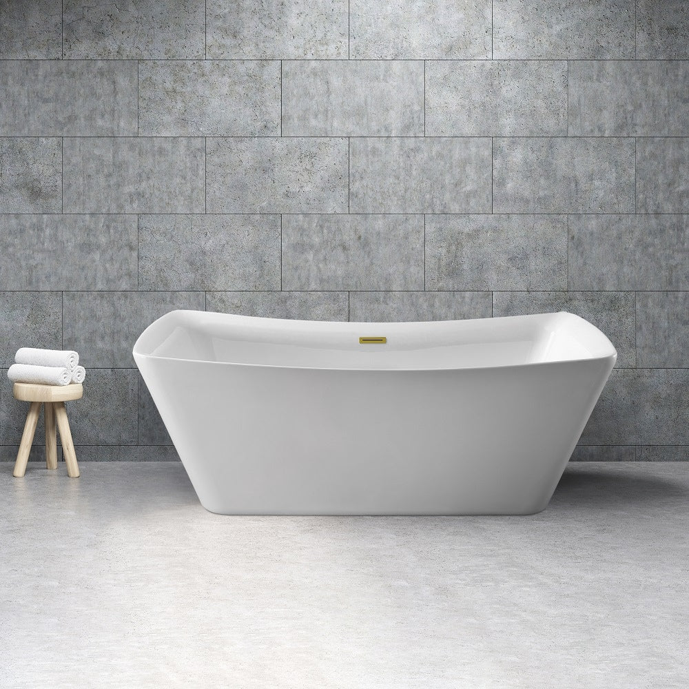 67 inch Streamline NPT9541GLD Soaking Freestanding Bathtub with Internal Drain