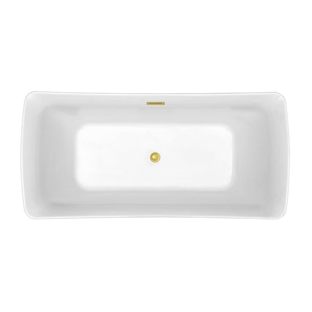 70 inch Streamline NPT9542GLD Soaking Freestanding Bathtub with Internal Drain