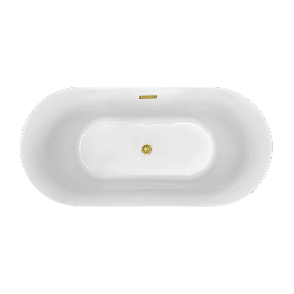 59 inch Streamline NPT9801GLD Soaking Freestanding Bathtub with Internal Drain