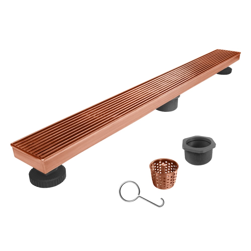 32 inch Rose Gold Linear Shower Drain with Linear Drain Cover