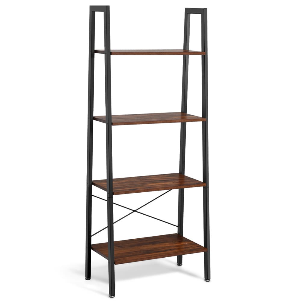 Étagère à échelle en bois à 4 niveaux Bibliothèque à échelle Étagère à livres Présentoir