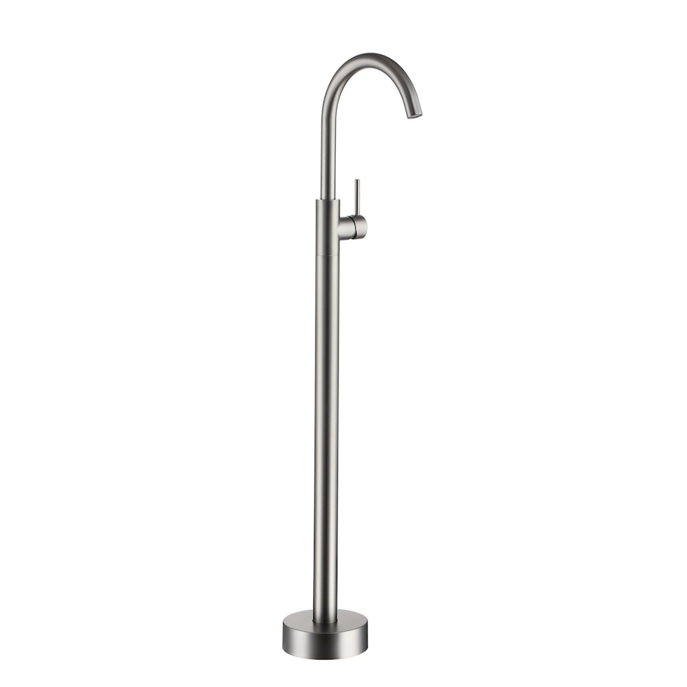 Robinet de baignoire autoportant à montage au sol avec conduites d'alimentation en eau en gris bronze
