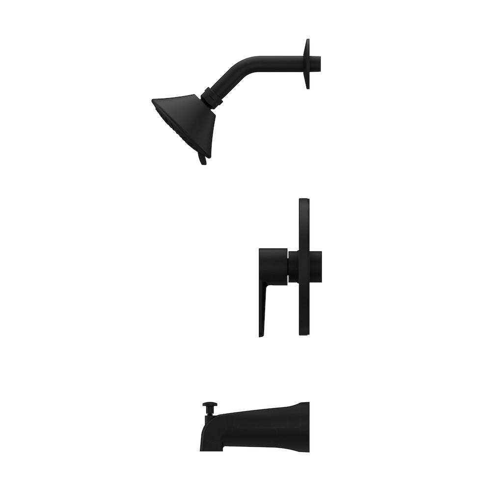 Ensemble de baignoire et de douche noir mat Ferris/robinet de baignoire et de douche avec pomme de douche à 3 fonctions et robinet de baignoire