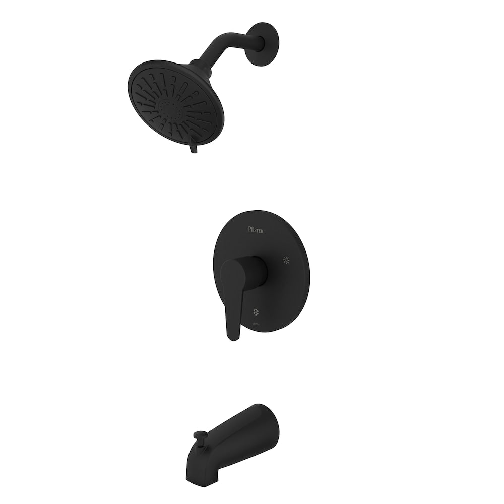 Ensemble de baignoire et de douche noir mat Ferris/robinet de baignoire et de douche avec pomme de douche à 3 fonctions et robinet de baignoire