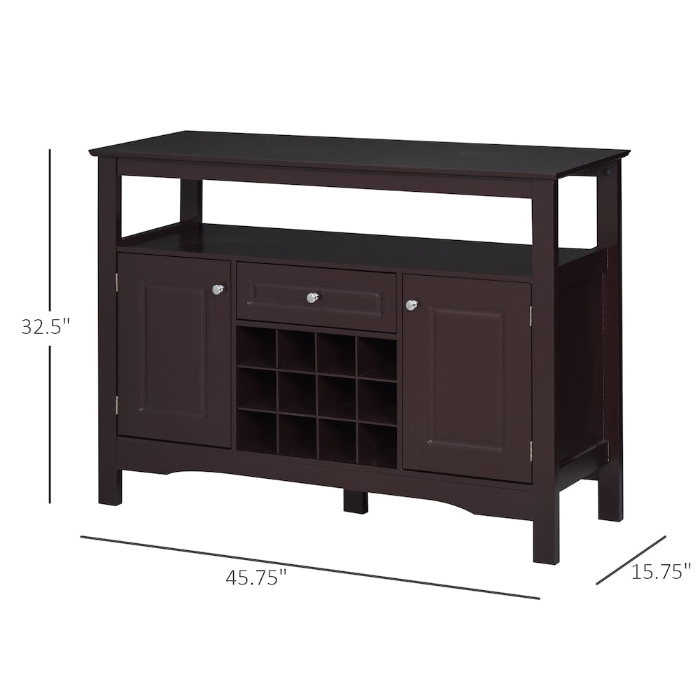 Buffet de cuisine, meuble de rangement pour serveur de salle à manger avec tiroir et casier à vin expresso