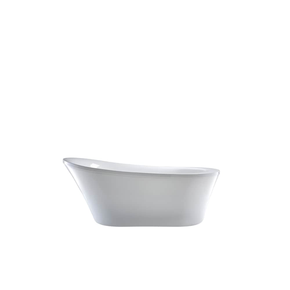 Baignoire Nimes en acrylique à fond plat de 70 pouces à gauche en blanc