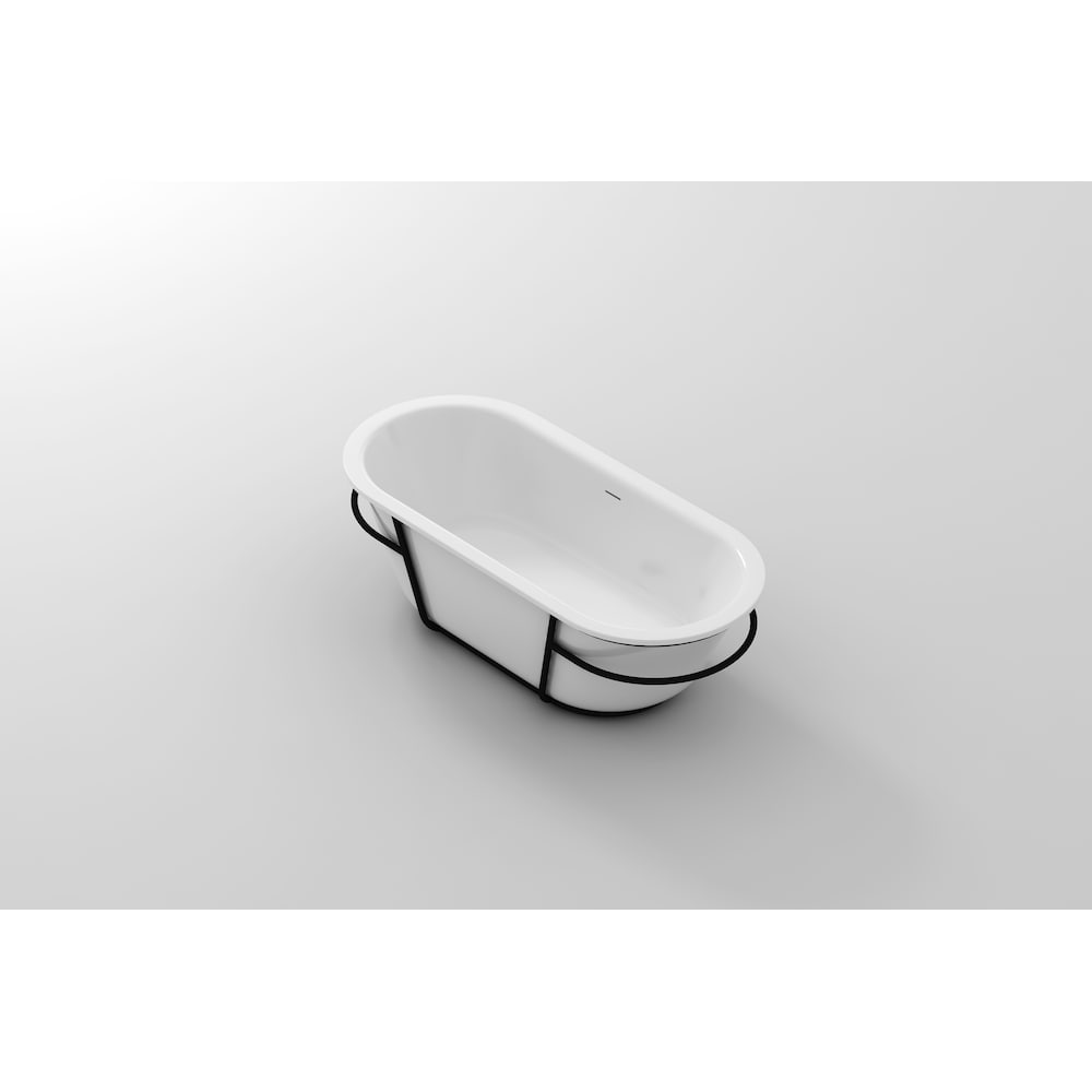 Baignoire autoportante ovale en acrylique Eden-NF de 6 pi avec drain central en blanc