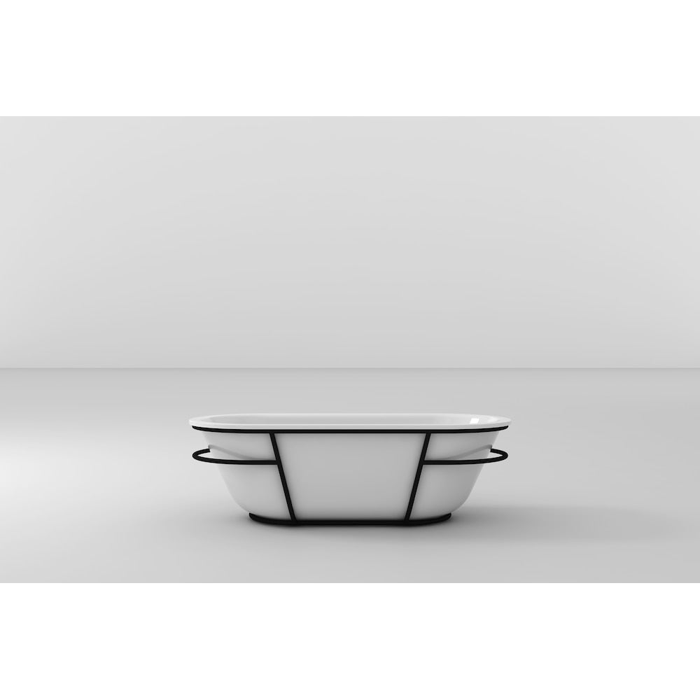 Baignoire autoportante ovale en acrylique Eden-NF de 6 pi avec drain central en blanc