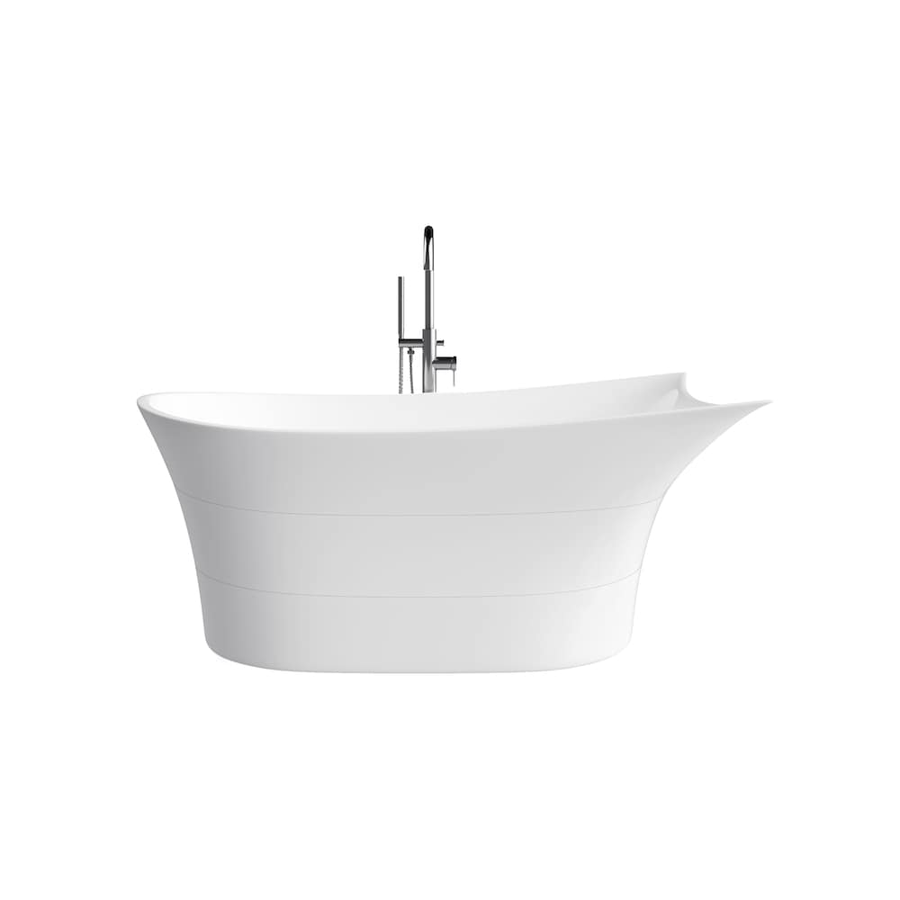 Floris-67-WHT 5.5 ft Acrylic Free-Standing Center Drain Oval Bathtub Inclined Backrest in White