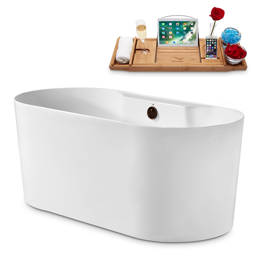 59 inch Streamline N2120ORB Freestanding Bathtub and Tray with Internal Drain