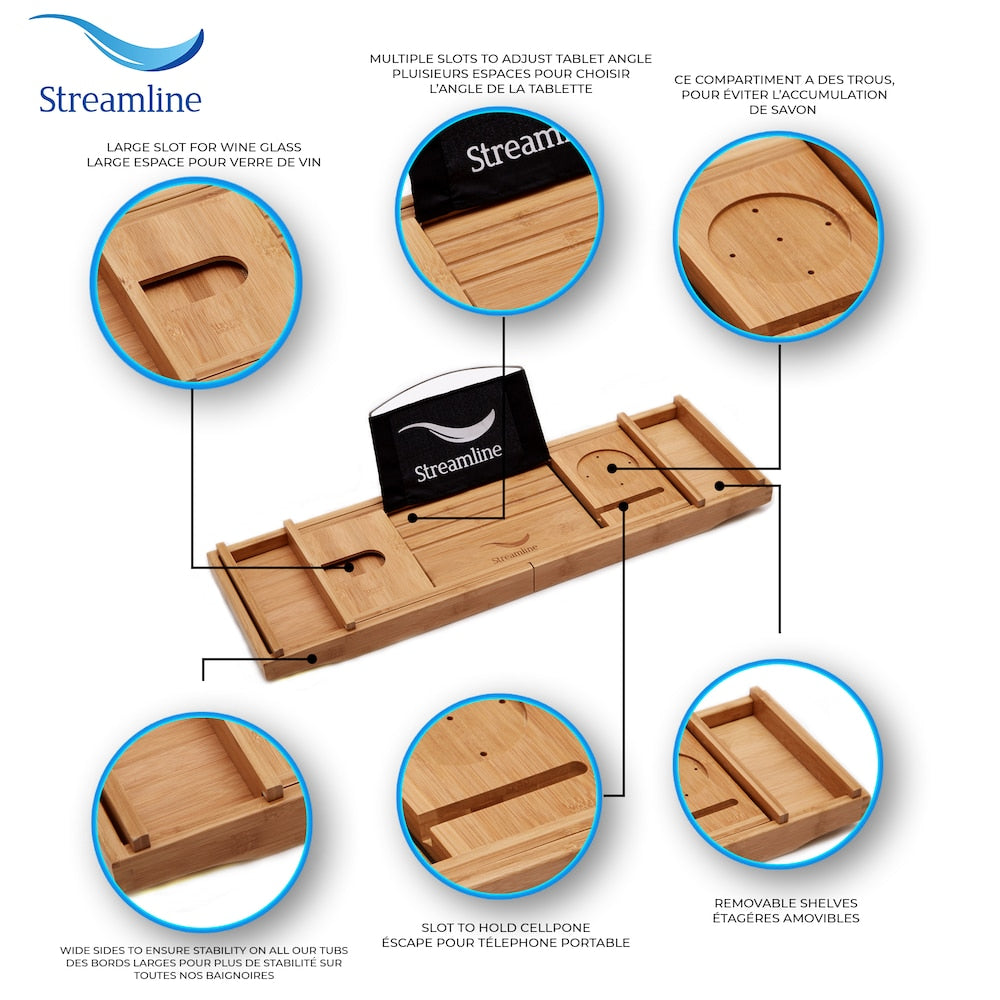51 inch Streamline N2040BNK Freestanding Bathtub and Tray with Internal Drain