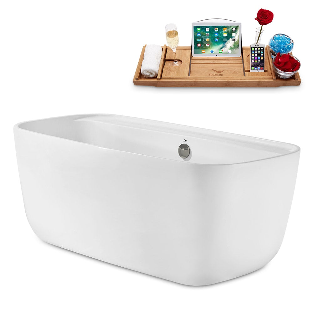59 inch Streamline N2060BNK Freestanding Bathtub and Tray with Internal Drain