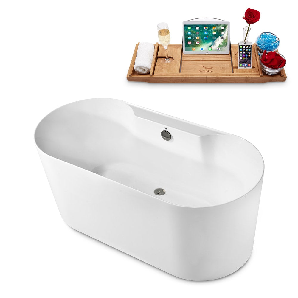 59 inch Streamline N2120BNK Freestanding Bathtub and Tray with Internal Drain