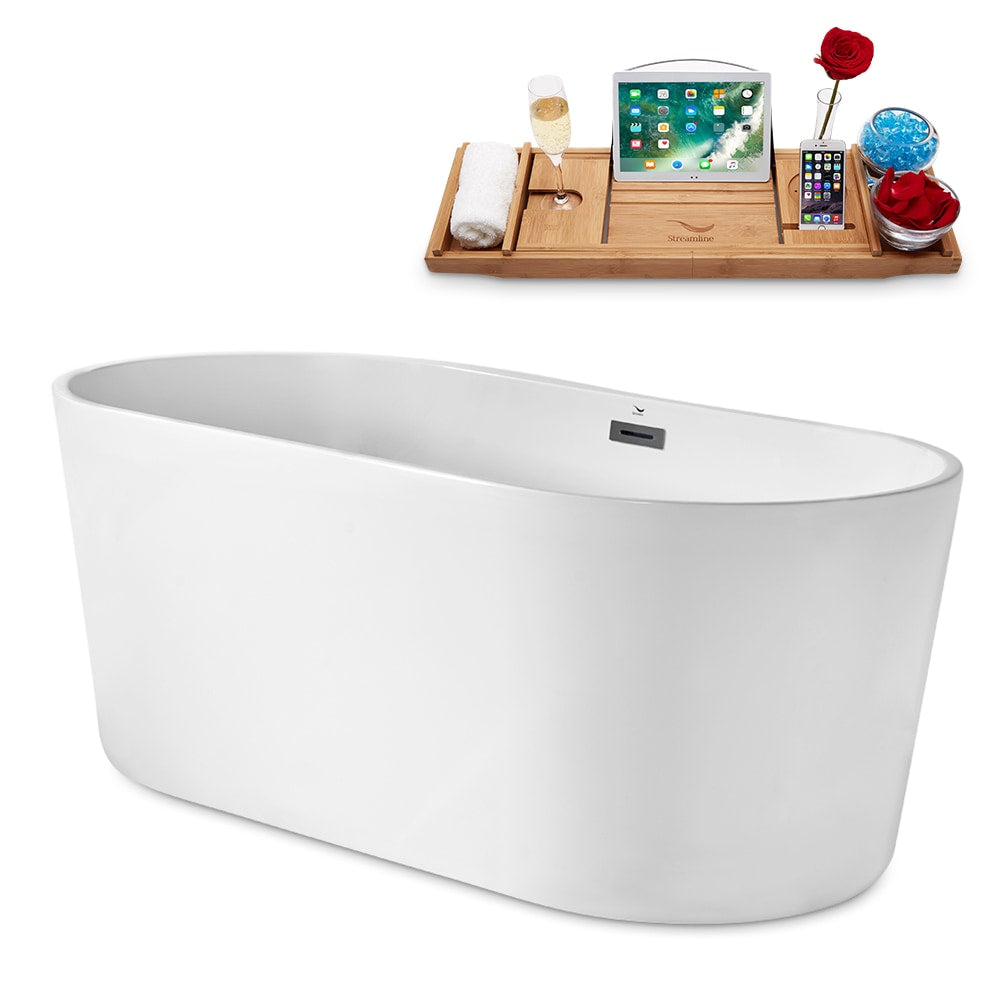 Baignoire autoportante Streamline N2180BNK de 62 pouces et plateau avec drain interne