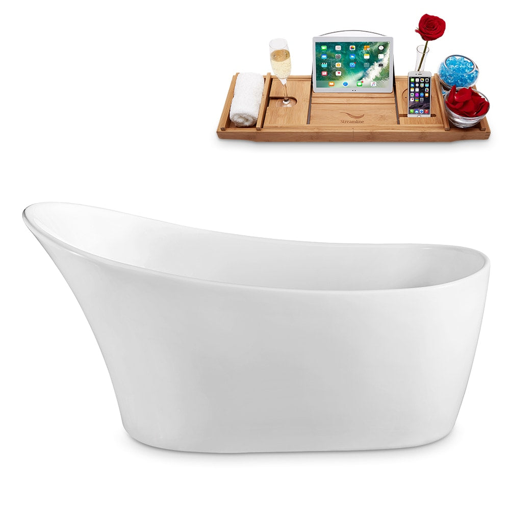 55 inch Streamline N1760-IN-ORB Freestanding Bathtub and Tray With Internal Drain