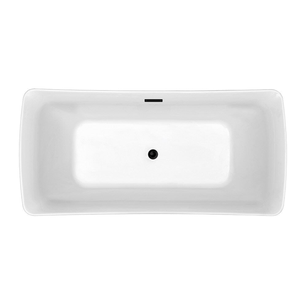 70 inch Streamline NPT9542BL Soaking Freestanding Bathtub with Internal Drain