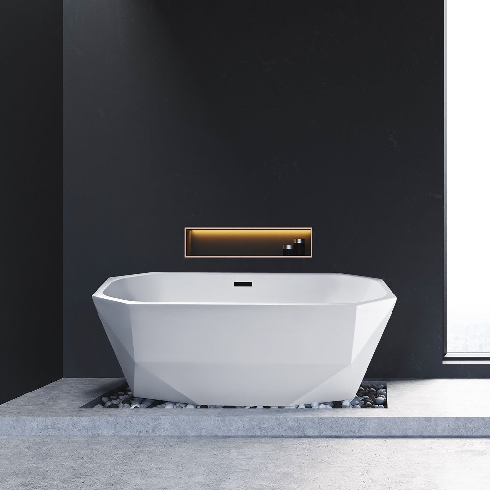 59 inch Streamline NPT9621BL Freestanding Bathtub with Internal Drain