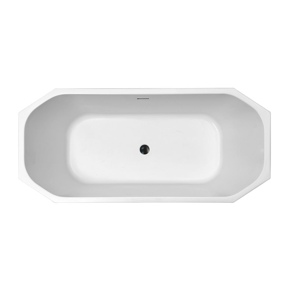 63 inch Streamline NPT9630BL Freestanding Bathtub with Internal Drain