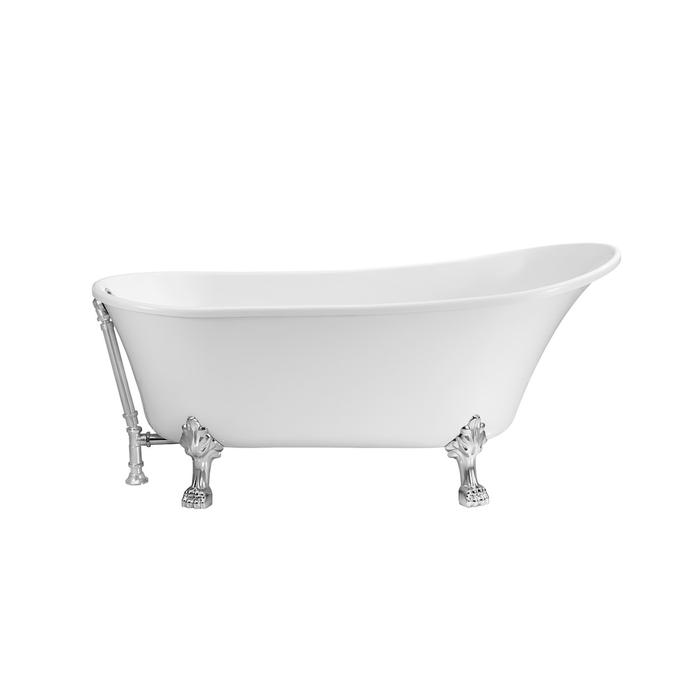 63 inch Streamline NPT9342CH-CH Soaking Clawfoot Bathtub with External Drain