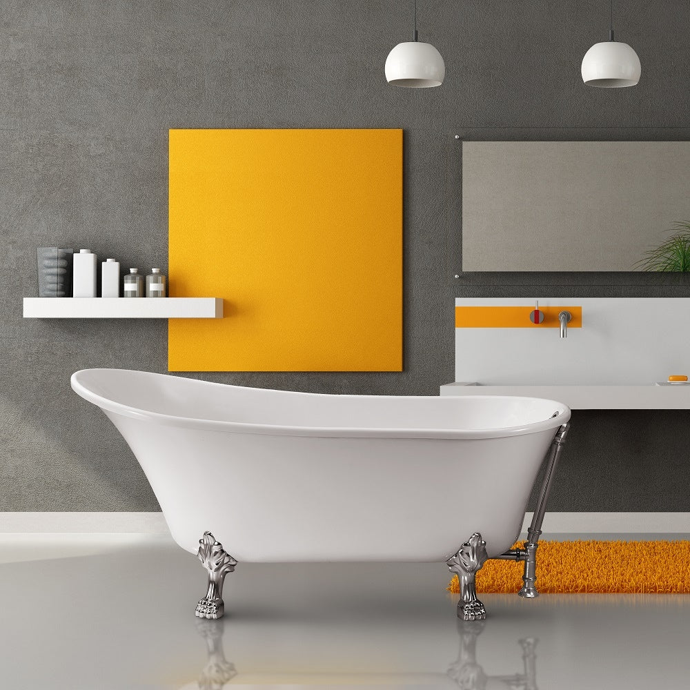63 inch Streamline NPT9342CH-CH Soaking Clawfoot Bathtub with External Drain