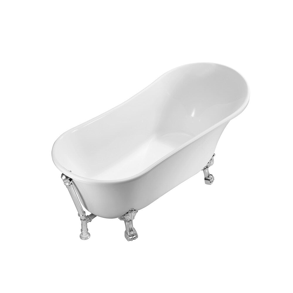 63 inch Streamline NPT9342CH-CH Soaking Clawfoot Bathtub with External Drain