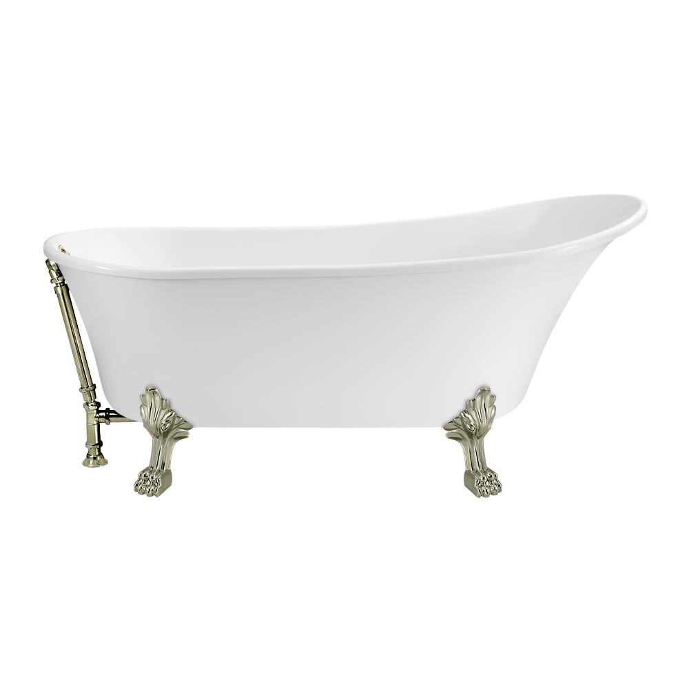 63 inch Streamline NPT9342BNK-BNK Soaking Clawfoot Bathtub with External Drain