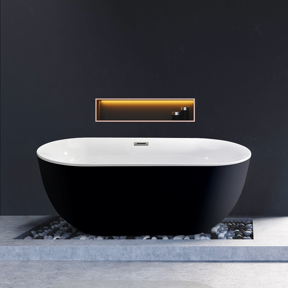 59 inch Streamline NPT9801BNK Soaking Freestanding Bathtub with Internal Drain