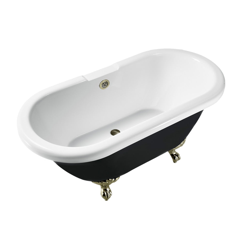 59 inch Streamline NPT91120BNK-BNK Clawfoot Bathtub with External Drain