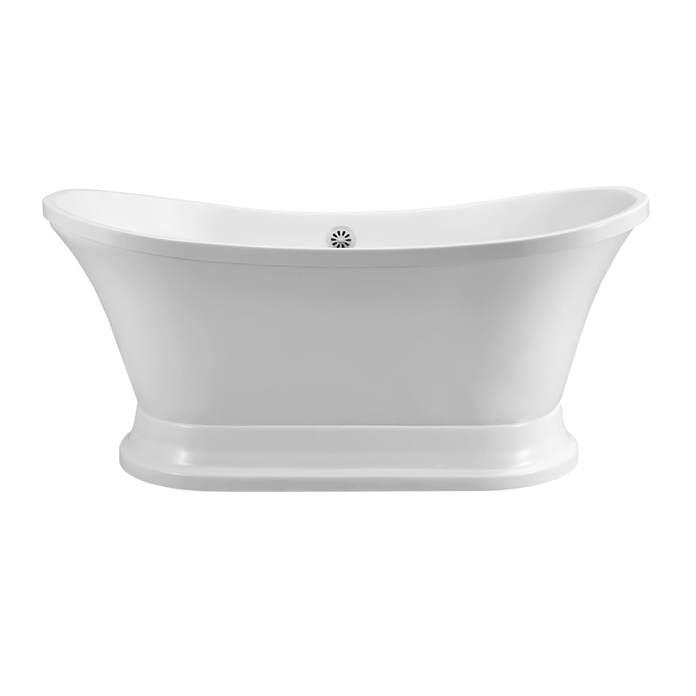 60 inch Streamline N10280WH Soaking Freestanding Bathtub with External Drain