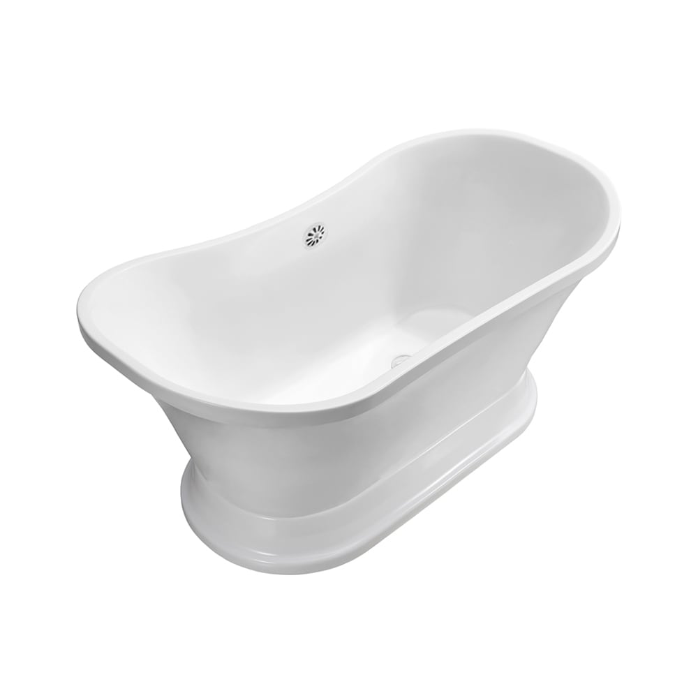 Baignoire autoportante Streamline N10280WH de 60 pouces avec drain externe