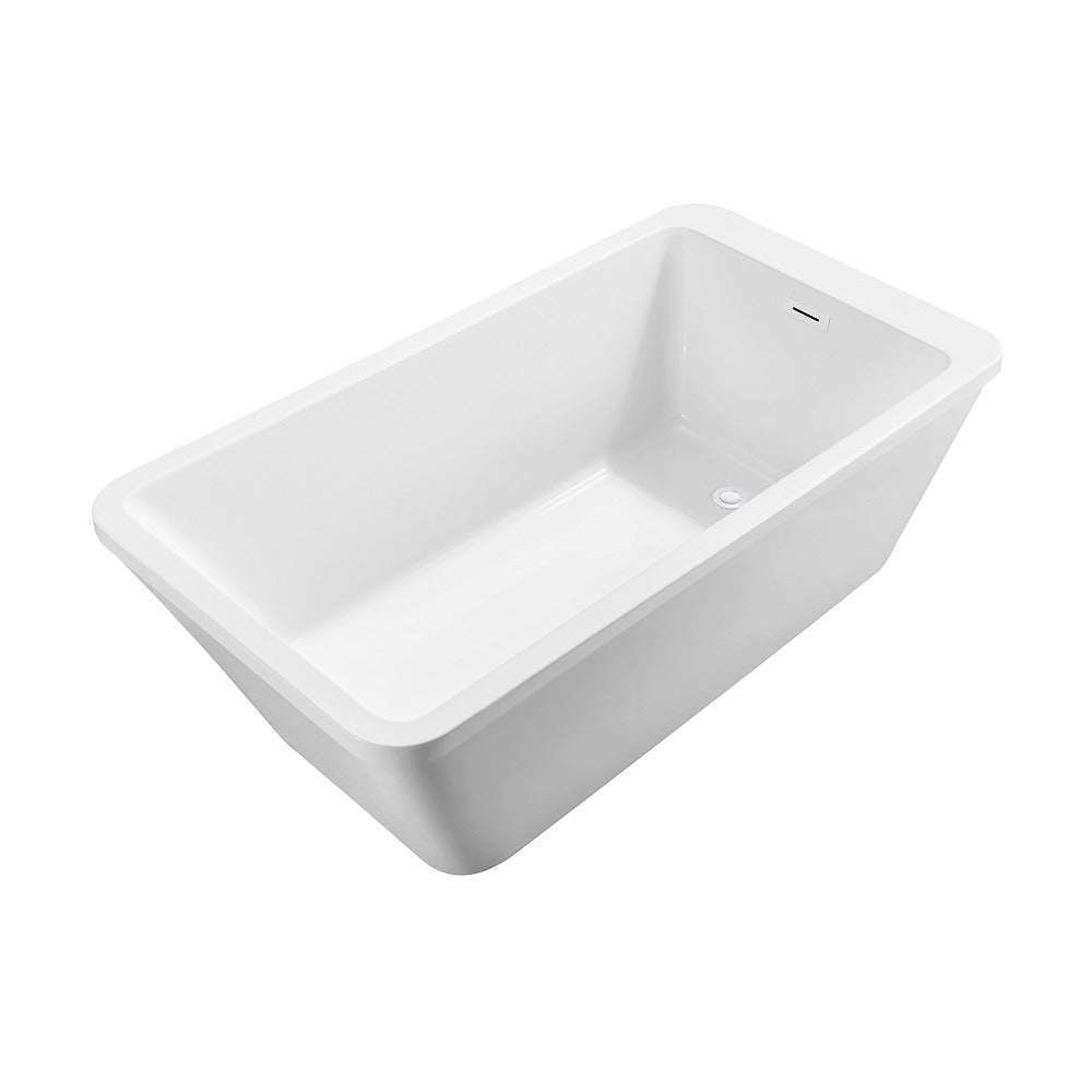 60 inch Streamline NPT9240WH Soaking Freestanding Bathtub with Internal Drain