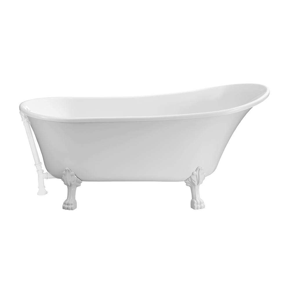 67 inch Streamline NPT9340WH-WH Soaking Clawfoot Bathtub with External Drain
