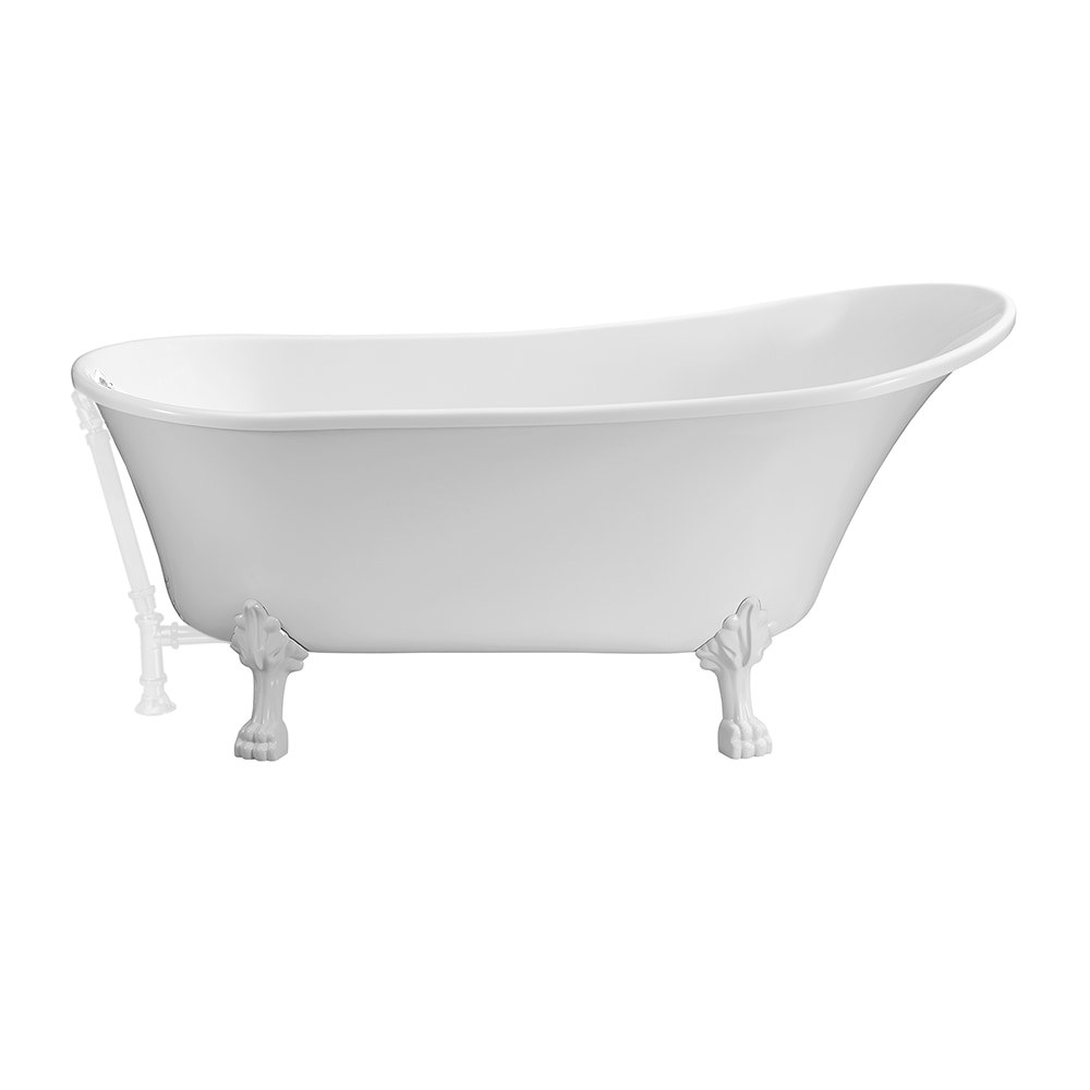 63 inch Streamline NPT9342WH-WH Soaking Clawfoot Bathtub with External Drain
