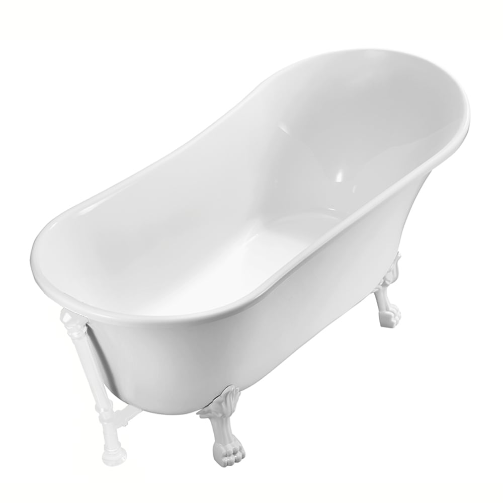 63 inch Streamline NPT9342WH-WH Soaking Clawfoot Bathtub with External Drain