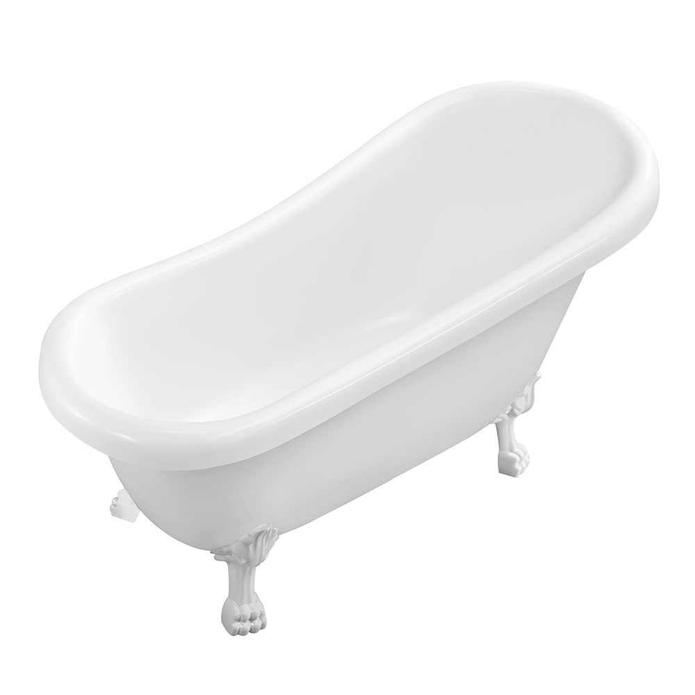 61 inch Streamline NPT9480WH-WH Soaking Clawfoot Bathtub with Internal Drain
