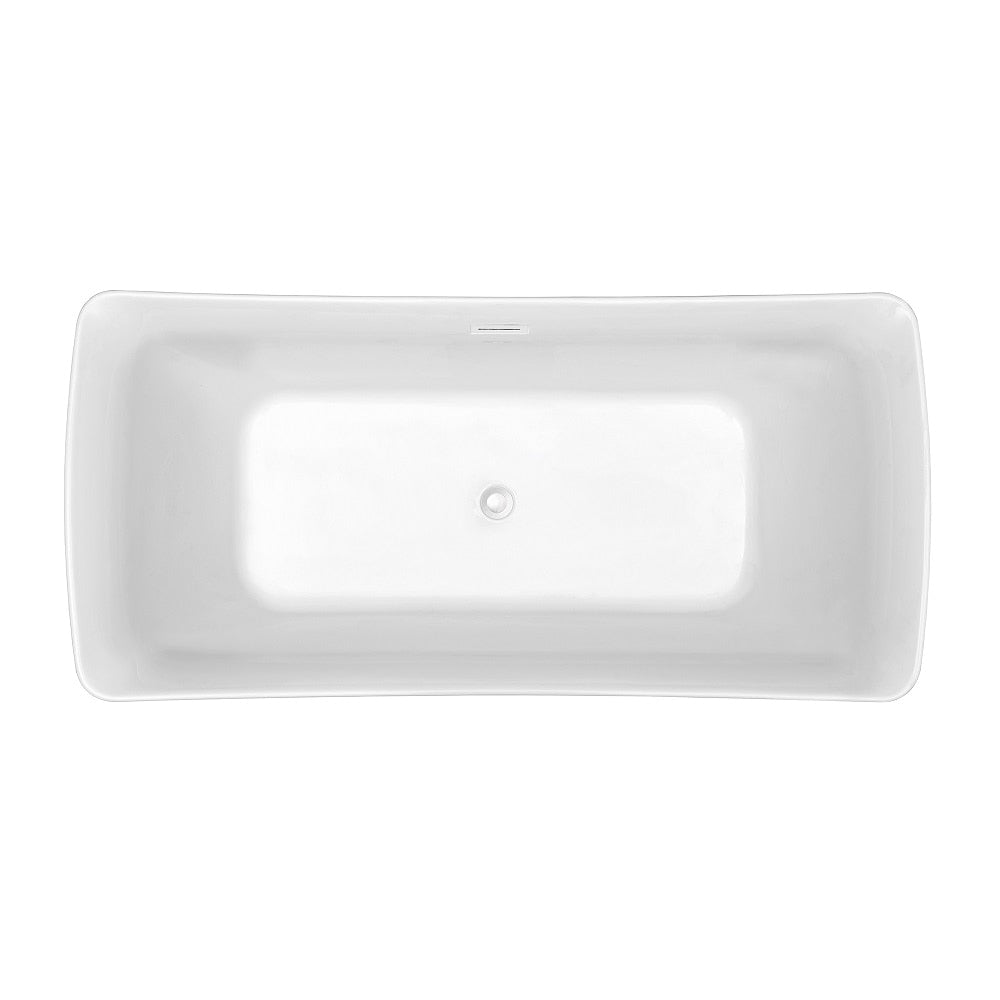 67 inch Streamline NPT9541WH Soaking Freestanding Bathtub with Internal Drain