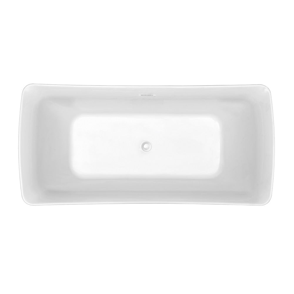 Baignoire autoportante Streamline NPT9542WH de 70 pouces avec drain interne