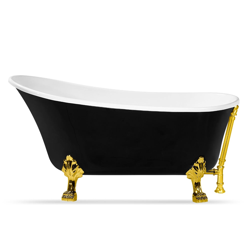 59 inch Streamline NPT9344GLD-GLD Clawfoot Bathtub with External Drain