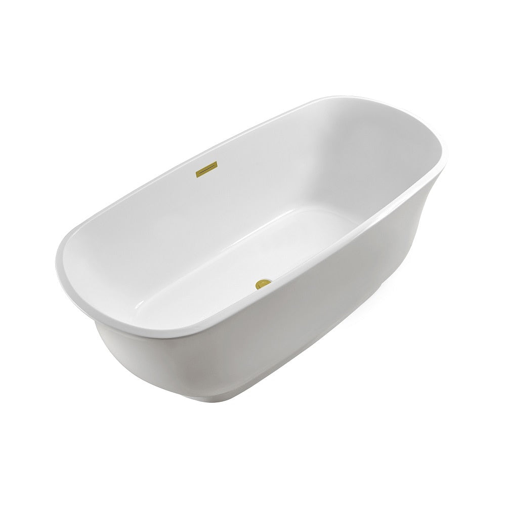 67 inch Streamline NPT9661GLD Soaking Freestanding Bathtub with Internal Drain