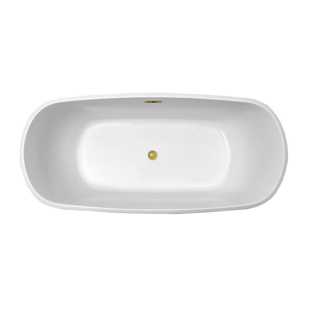 67 inch Streamline NPT9661GLD Soaking Freestanding Bathtub with Internal Drain