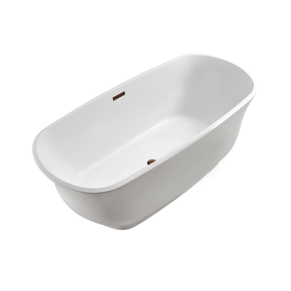 67 inch Streamline NPT9661ORB Soaking Freestanding Bathtub with Internal Drain