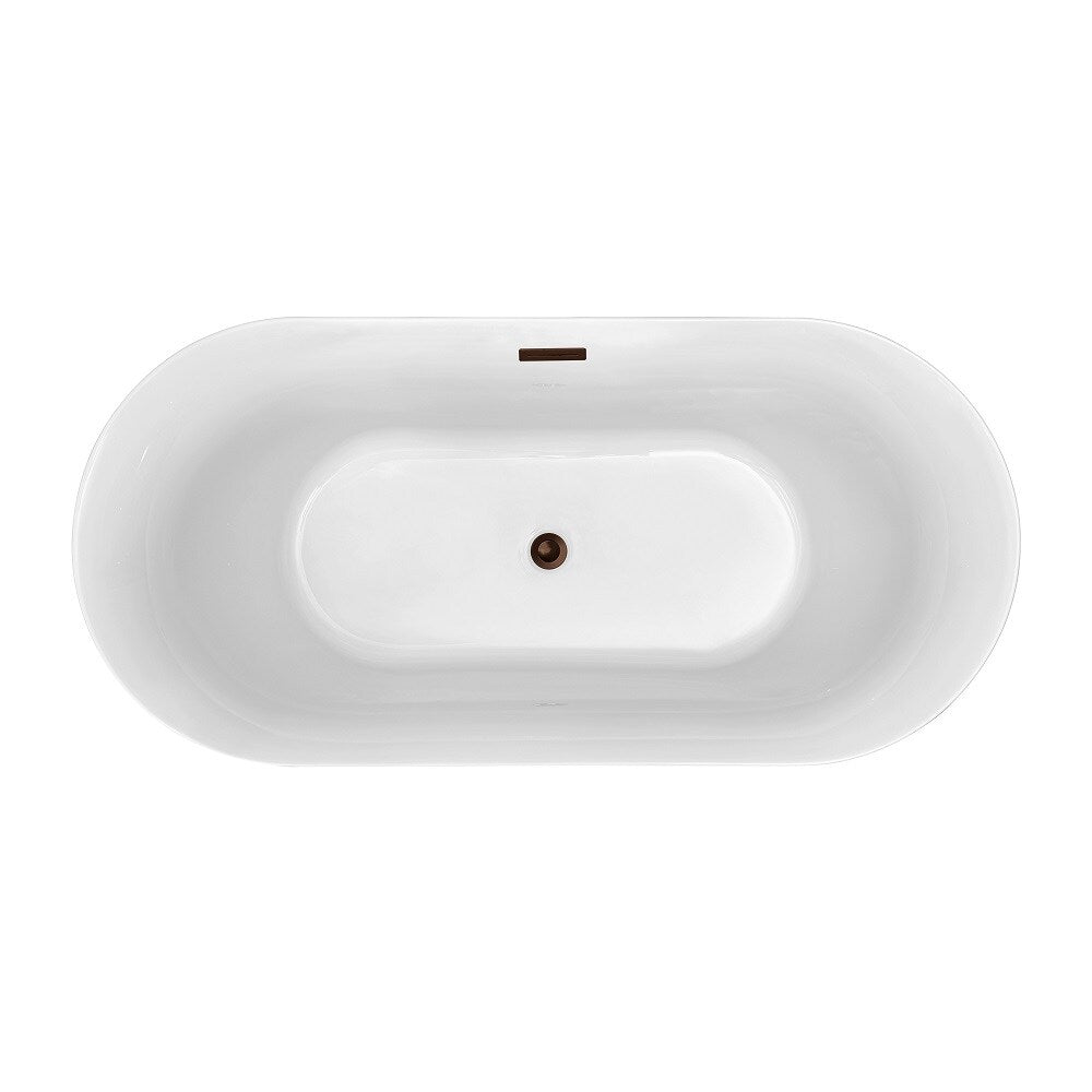 59 inch Streamline NPT9801ORB Soaking Freestanding Bathtub with Internal Drain