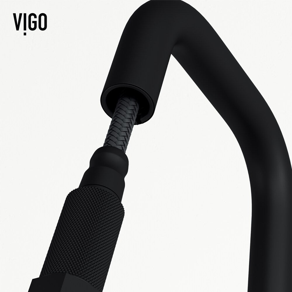 Hart Angular Single-Handle Pull-Down Sprayer Kitchen Faucet with Soap Dispenser in Matte Black