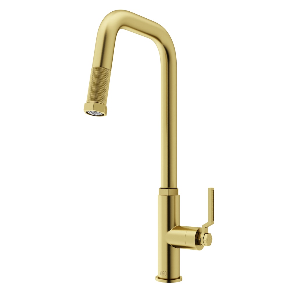 Hart Angular Single-Handle Pull-Down Sprayer Kitchen Faucet in Matte Brushed Gold