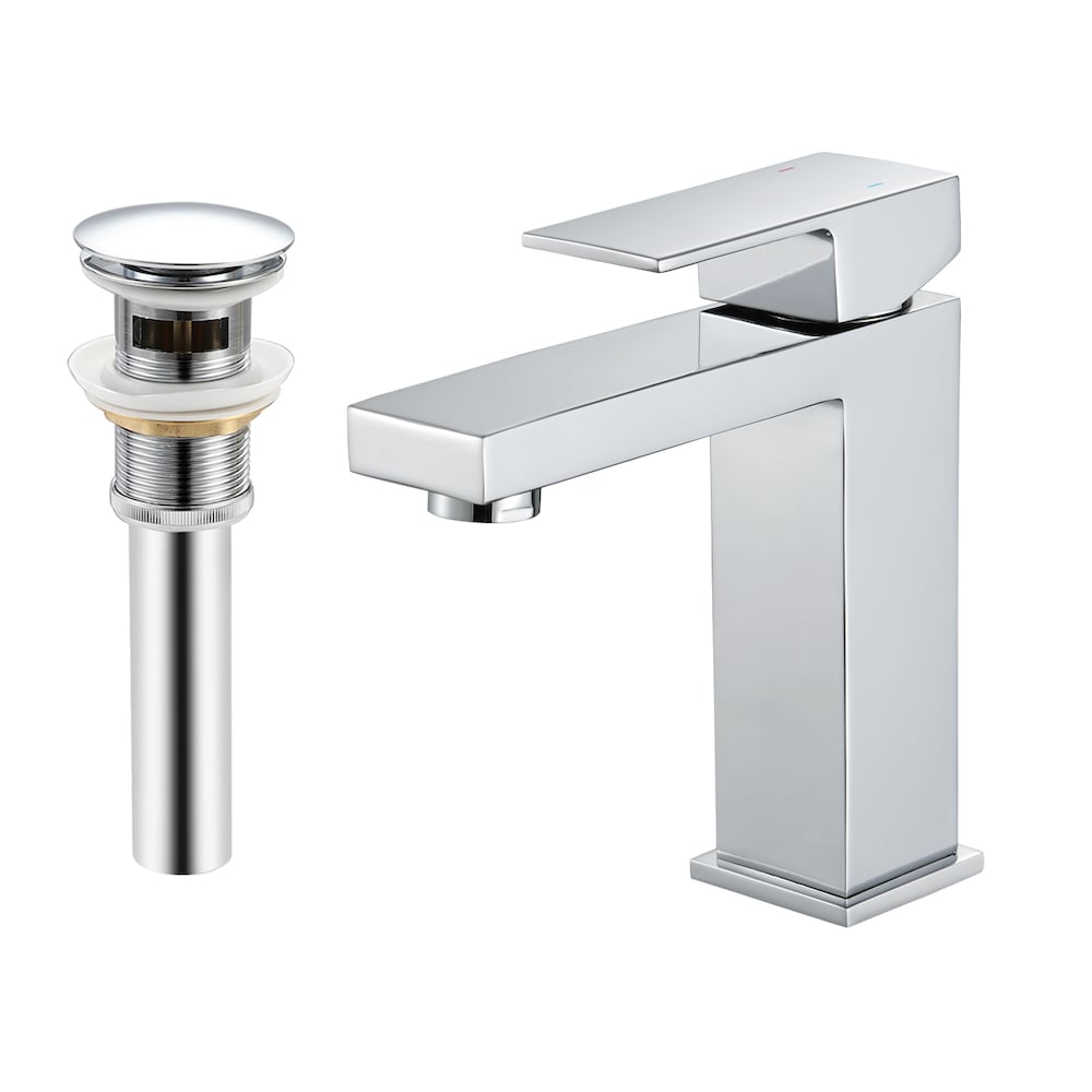Robinet de salle de bain à poignée unique Augusta en chrome avec bonde escamotable