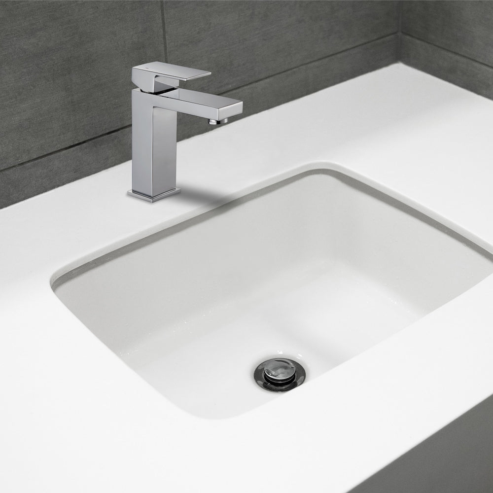 Robinet de salle de bain à poignée unique Augusta en chrome avec bonde escamotable
