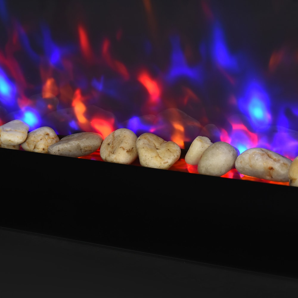 Cheminée électrique murale avec effet flamme et fonds 7 couleurs