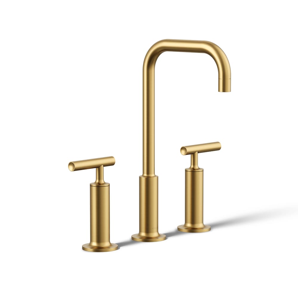 Purist Widespread sink faucet,high lever handles,high gooseneck spout,Brass