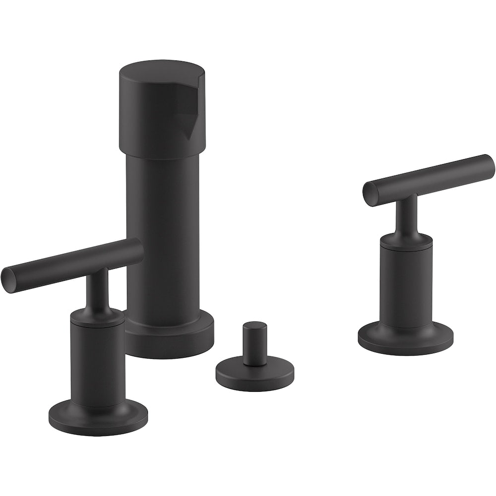 Purist Vertical spray bidet faucet with lever handles,Black