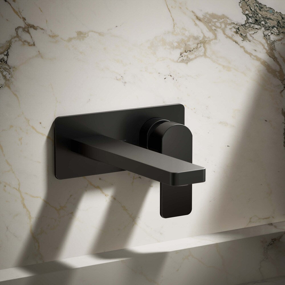 Parallel Wall-mount single-handle bathroom sink faucet,Black